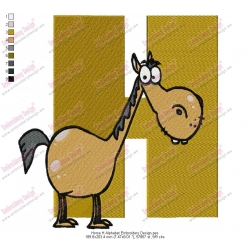 Horse H Alphabet Embroidery Design
